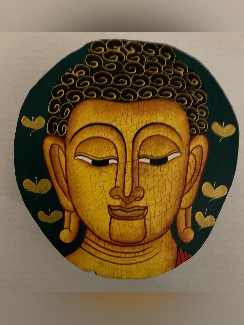 Handmade Serene Golden Buddha Wooden Box Décor Sliding Lid Bohemian Meditation
